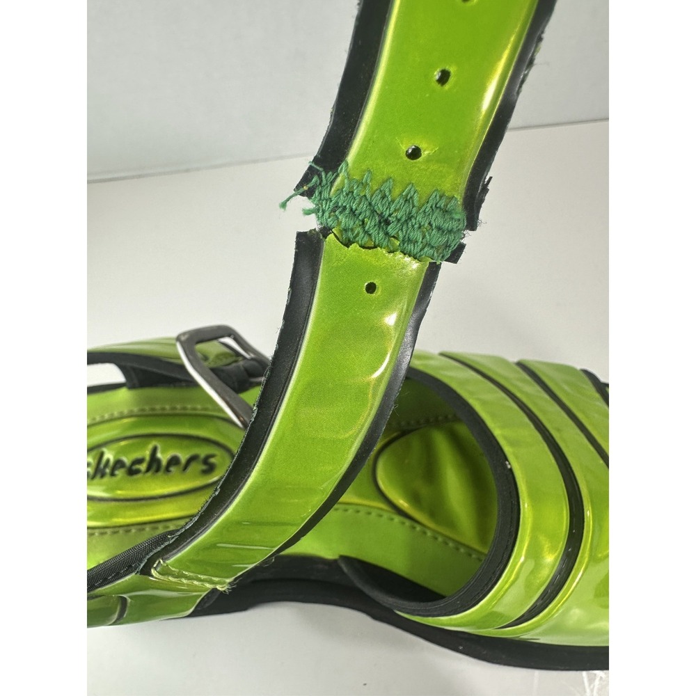 *Damaged* Rare Vtg 90s Skechers Platform Lime Green Chunky Sandals 10 Y2K Rave - Picture 11 of 16
